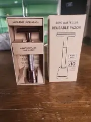 ZERO WASTE Club 3-PIECE SAFETY RAZOR With 10 Blades Copper Color Metal