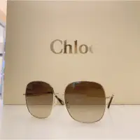 在飛比找蝦皮購物優惠-Chloe 金色金屬復古大方框太陽眼鏡 茶色漸層鏡片 CE1