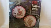 Crewel Christmas Koala Bear & Deer Ornaments #7944 Columbia-Minerva BNOS