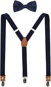 Suspenders And Pre-Tied Bowtie Set For Boys And Men By JAIFEI, Casual And Formal