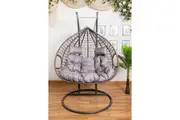 King size Hanging Egg Chair Double Seat - Gray Basket & Gray Cushion