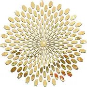 Mirror Stickers for Walls Golden 3D Acrylic Sunflower Round Mirror Stickers Mural DIY Round Sun Shape Wall Decals for Home Room Background Decoration