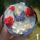 1X Metal Round Make Up Mirror Butterfly Flower Double-sided Folding Portable