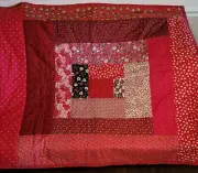Handmade Lap Quilt Red Patchwork Gift Throw Blanket