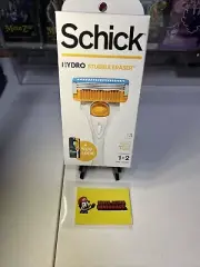 Schick Hydro Skin Comfort Stubble Eraser 3 Razor Handle - 2 Cartridges Brand New