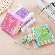 Children's Small Head Bamboo Stick Dig Out Ear Cotton Swab Makeup Remover Cotton Swab Makeup Cotton Swab Disposable Double-Headed Cotton Swab