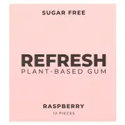 Refresh Gum, Plant-Based Gum, Raspberry, 12 Pieces