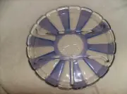 NEW PURPLE AND CLEAR GLASS RELISH TRAY SERVER PLATE 4 SECTIONS 10-1/2" DIAMETER