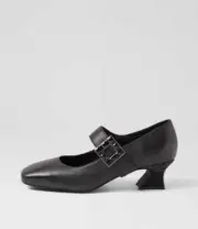 New Django & Juliette Patricio Black Leather Jewels Heels Womens Shoes