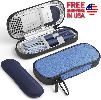 Diabetic Insulin Cooler Travel Case with 2 Reusable Ice Packs Medication Bag