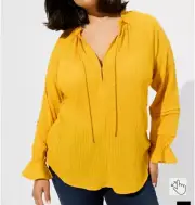 TORRID STRIPE GAUZE LACE-UP PEASANT TOP
