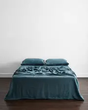 Petrol 100% French Flax Linen Flat Sheet
