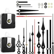2 Non Ticking Clock Movements with 6 Pack Different Size Clock Hands, DIY Rep...