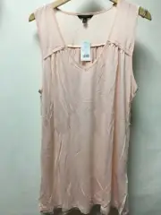 NEW BANANA REPUBLIC Womens Sleeveless Mixed Media Blouse Top Peach Pale XL NWT