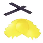 Walleva Yellow Vented Non-Polarized Lenses And Black Earsocks For Oakley Jawbone
