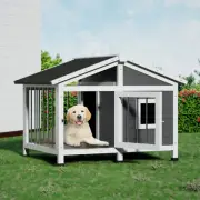 i.Pet Dog Kennel House Large Wooden Outdoor Pet Kennels Puppy Cabin Home New