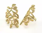 Leaf - Leaves Adjustable Ring Raw brass (18mm 8US inner size - Adjustable ) 4316