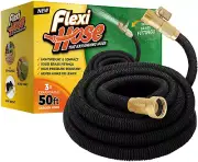 Expandable Garden Hose 50 Ft with Solid Brass Fittings - No-Kink Water Hose