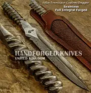 FELIX FRANCISCO CUSTOM HAND MADE UNIQUE INTEGRAL FORGED DAMASCUS DAGGER KNIFE