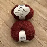 Lot of 2 Balls - Knit One Crochet LINUS Yarn Cherry #257 Wool Acrylic Alpaca