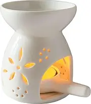 White Oil Burner Set, Tea Light Wax Melt Warmer with Tea Wax Tray, Essential Oil Diffuser, Oil Burner for Scented Oil