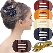 RC ROCHE ORNAMENT Womens Square Strong Grip Secure Hold Inner Teeth Styling Plastic Comfortable Curve No Slip Beauty Accessory Girls Ladies Claw Clamp Clip, 6 Pack Count Medium Classic Multicolor