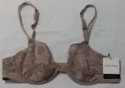 Calvin Klein Women's Bare Underwire Beige Sheer Bra 36B #3847 Split Straps NWT