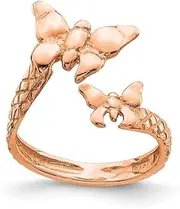 [JewelryWeb] 14k RoseGold Polished and Textured Butterfly Angel Wings Toe Ring Jewelry for Women