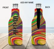 Swirls Personalised Stubby Holder Zip Up Bottle Cooler Collapsible