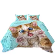 Funny Cats Surprised Ginger Tabby Kitty Cat Coverlet