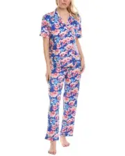 Flora by Flora Nikrooz Women's 2-Pc. Gabriella Floral Pajamas Set - Blue SZ S