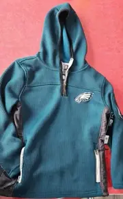 Philadelphia Eagles Youth 1/4 Pull Over Hoodie, Size 10/12. Embroidered. NWT