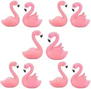 MAOMIA 10 Pcs Miniature Flamingo Figurine Easter Cupcake Toppers, Mini Cake Decorations for Party Bridal Wedding Fairy Garden Decor