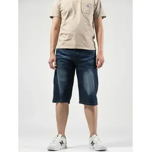 牛仔七分褲 七分牛仔褲 刷白牛仔短褲 彈性丹寧短褲 車繡後口袋 Cropped Jeans Jean Shorts Denim Shorts Short Pants Stretch Jeans Embroidered Pockets (307-7500-08)深牛仔 L XL 2L 3L 4L 5L (腰圍:30~41英吋 / 76~104公分) 男 [實體店面保障] sun-e