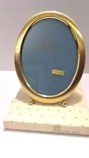 Vintage HALLMARK Brass Oval Footed Standing Picture Photo Frame In Original Box