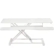 VIVO White Height Adjustable 42" Standing Desk Monitor Riser, Sit Stand Tabletop