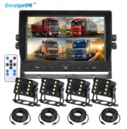 9" LCD Quad Monitor DVR For Truck Box Bus RV Backup camera Kit Reversing System