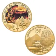 Egyptian pharaoh pyramid Craft Art Gold Commemorative Coin Collectible Gift #E
