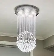 A1A9 Modern Crystal Chandelier Lighting, Clear K9 Crystal Raindrop Ceiling Light, Luxurious Ball Flush Mount Lights for Dining Room Living Room Hallway Foyer Entryway, Size: D45cm H80cm
