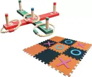 Set Of Two Outdoor Garden Games Ring Toss Quoits & Eva Foam Noughts & Crosses