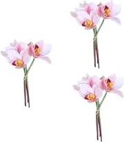 STOBAZA 3pcs Artificial Cymbidium Orchid Simulated Flower for Wedding Decorative Props Fake Decor