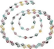 [KALLORY] Evil Eye Beaded Chain for Jewelry Making Stainless Steel Linking Chain for Handmade Bracelets Necklaces for Halloween Accessories