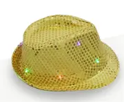 Adults Gold LED Light Up Flashing Sequin Costume Hat