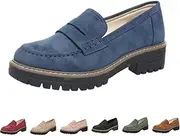 [INGKE] Platform Loafers for Women - orthoture-Orthopedic Platform Loafers, Orthopedic Shoes for Women (Blue,41)