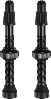 uxcell 2pcs Tubeless Valve Stems 46mm Aluminum Alloy Tubeless Valve Super Light No Leak Durable Valve Stem Caps Multiple Color & Size Fit Most Bicycle Tubeless Rims Pair, Black