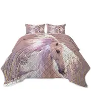 Lovely White Horse Coverlet