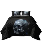Scary Human Skull and Bird Coverlet