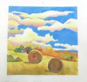 Patti Mann SAV Mike Savage Yellow Wheat Farm Handpainted Needlepoint Canvas
