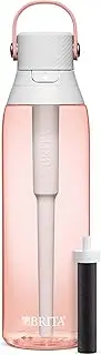 Brita Premium Filtered Water Bottle with Straw, Reusable, BPA Free Plastic, Blush, 26 Ounce,1 count