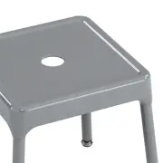 Pemberly Row Steel Guest Stool in Glossy Silver - 15.5"W x 15.5"H